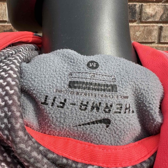 Nike Hoodie Womens M Pink Grey Pullover Athletic Therma Fit Raglan Sleeve Pocket - Picture 6 of 7